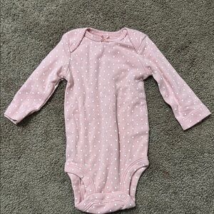 Carter's Pink and White Bodysuit Long-Sleeved One Piece